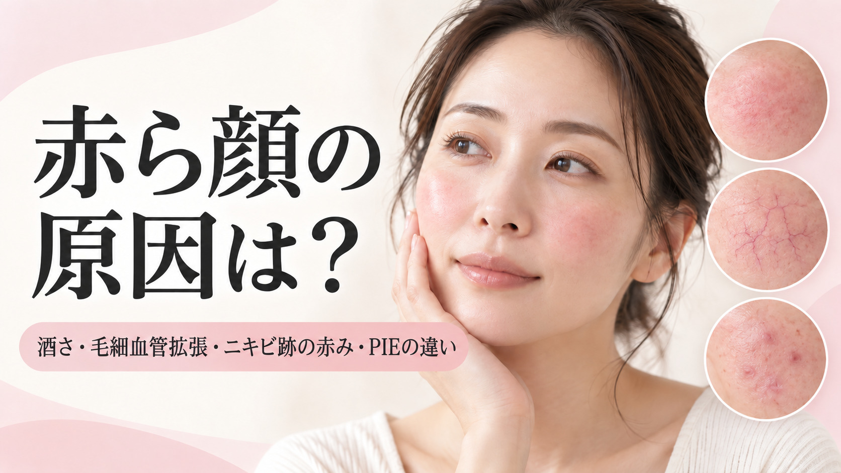 赤ら顔の原因は?酒さ・毛細血管拡張・ニキビ跡の赤み・PIEの違い|名古屋