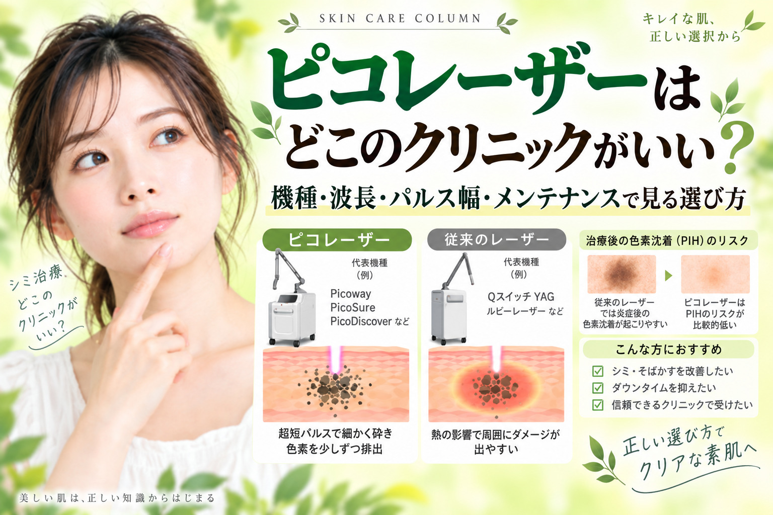ピコレーザーはどこのクリニックがいい?機種・波長・パルス幅・メンテナンスで見る選び方|名古屋