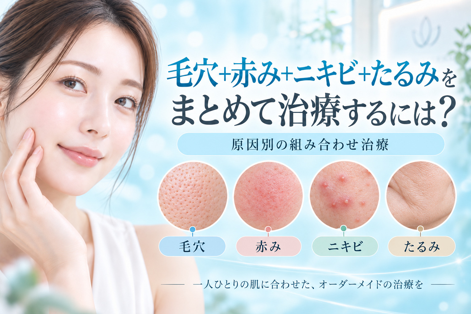 毛穴＋赤み＋ニキビ＋たるみをまとめて治療するには？原因別の治療順序を解説｜名古屋