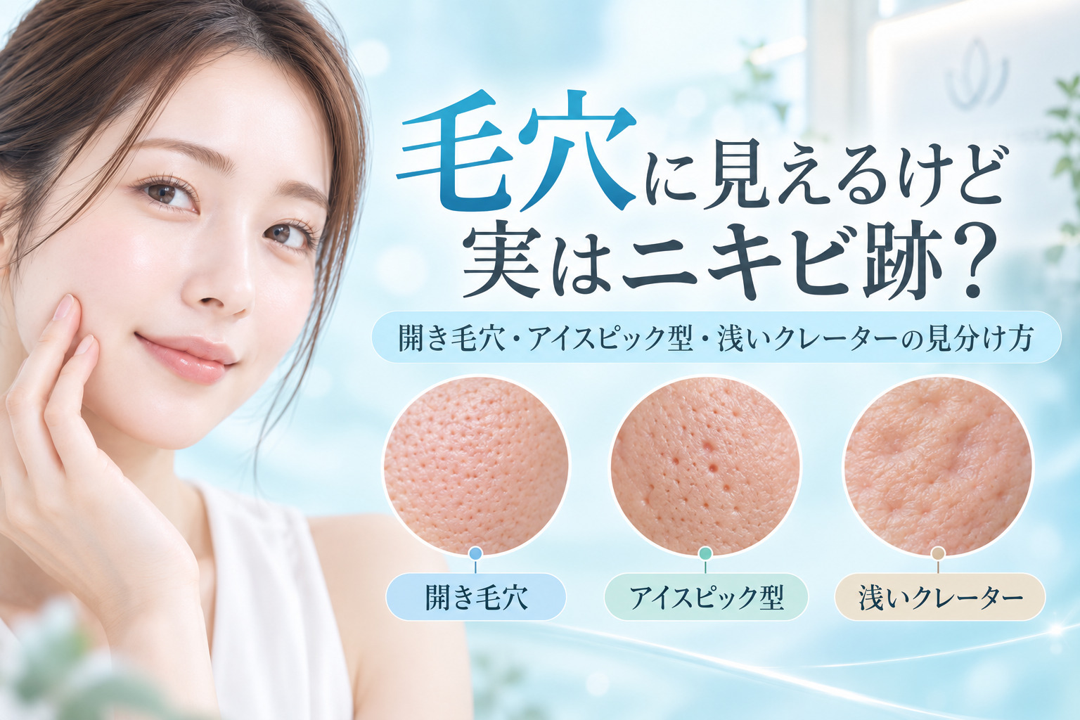 毛穴に見えるけど実はニキビ跡?開き毛穴・アイスピック型・浅いクレーターの見分け方│名古屋