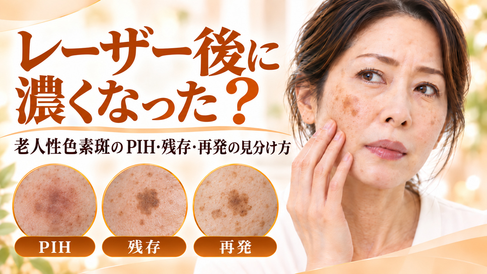 老人性色素斑のレーザー後に濃くなった?PIH・残存・再色素化(再発)の見分け方|名古屋