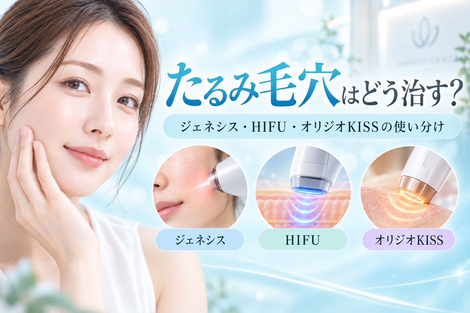 たるみ毛穴はどう治す?ジェネシス・HIFU・オリジオKISS・ATTIVAの使い分け|名古屋