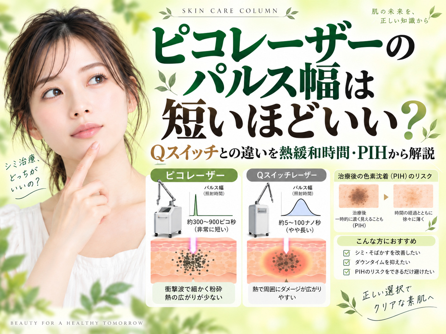 ピコレーザーのパルス幅は短いほどいい?Qスイッチとの違いを熱緩和時間・PIHから解説|名古屋