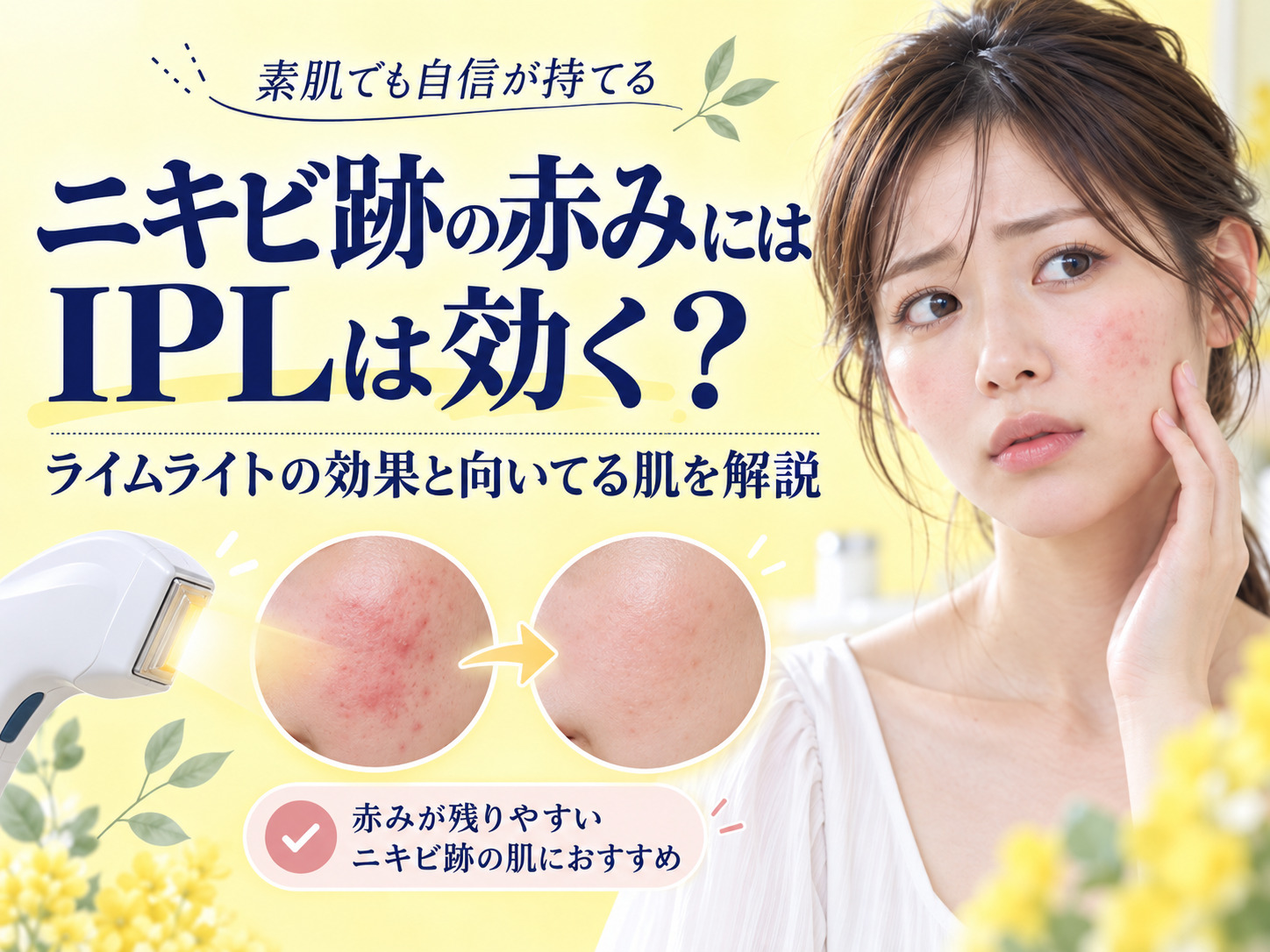 ニキビ跡の赤みにIPLは効く?ライムライトの効果とジェネシスとの使い分け|名古屋