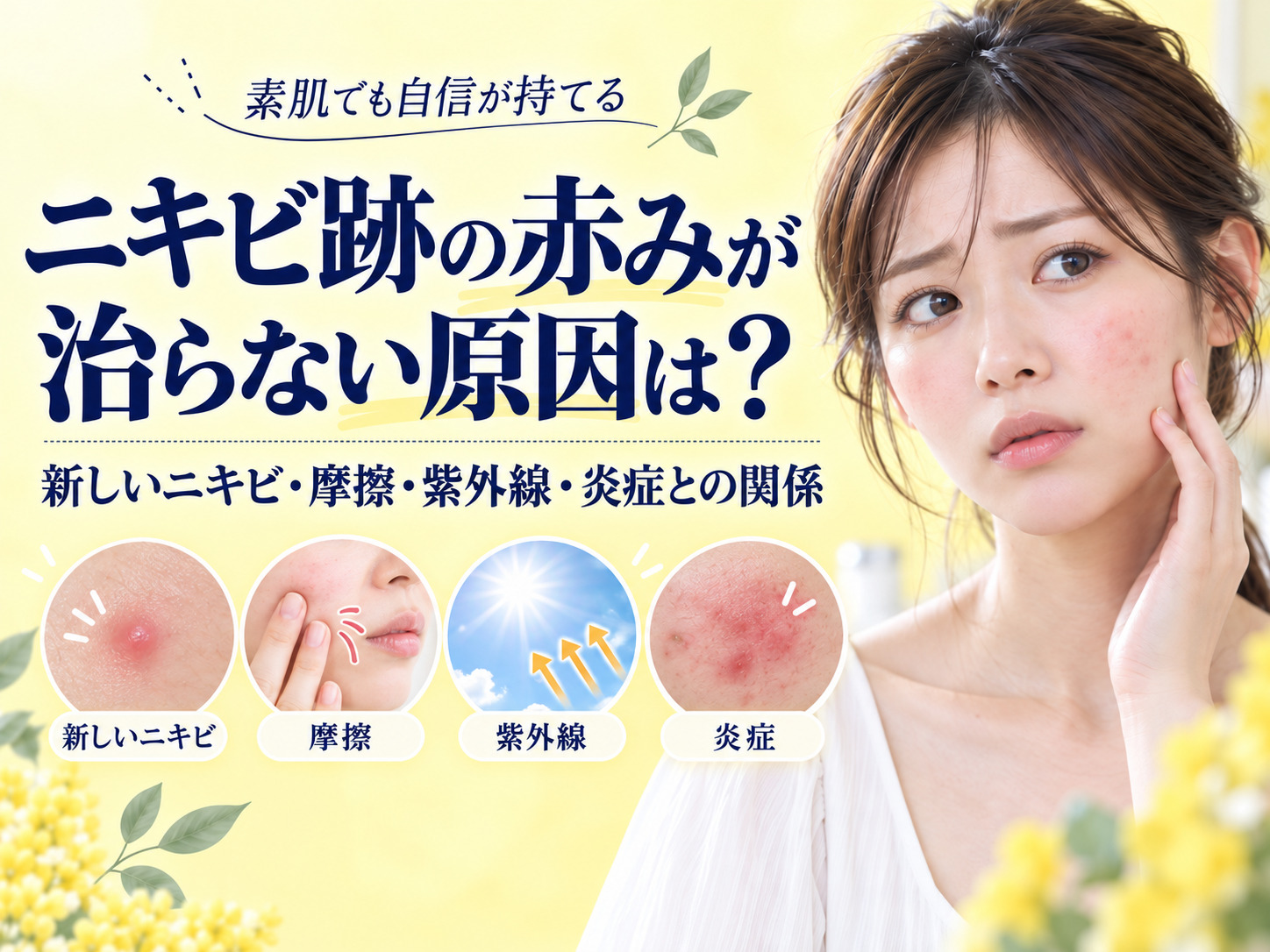 ニキビ跡の赤みが治らない原因は?新しいニキビ・摩擦・紫外線・炎症との関係 名古屋
