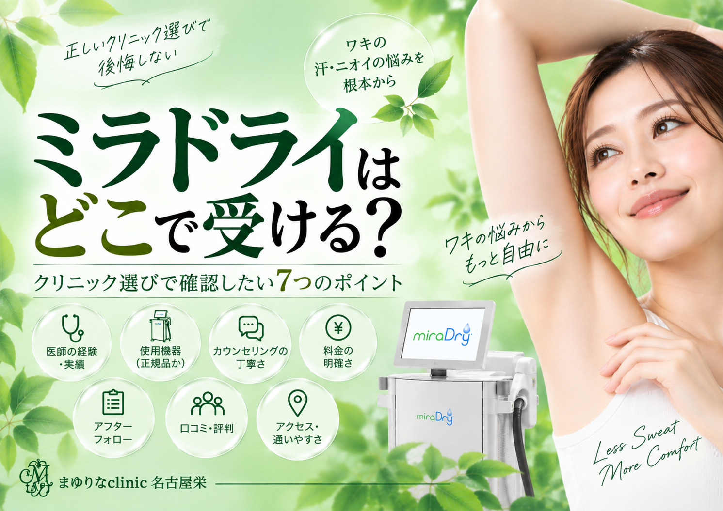 ミラドライはどこで受ける?クリニック選びで確認したい8つのポイント|名古屋